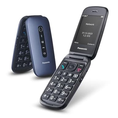 Panasonic KX-TU550EXC 4G Essentials Clamshell Mobile Phone for Elderly, 1.2MP Camera, Senior Phone with Large 2.8" Display, 300 Hours Standby Time, Blue